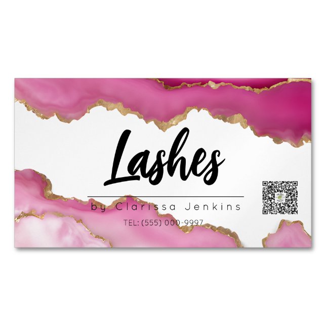 Carte De Visite Magnétique agate rose tendance Moderne Lash Extensions Beauté (devant)