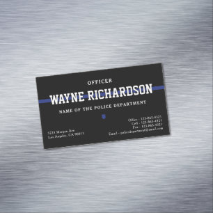 Carte De Visite Magnétique Agent de police Mince Ligne bleue