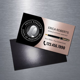 Carte De Visite Magnétique Agent de signature de notaire mobile Rose moderne