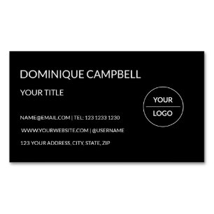 Carte De Visite Magnétique Ajoutez Votre Logo Personnalisé Cercle Sombre Élég