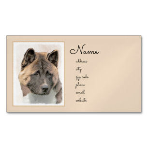Carte De Visite Magnétique Akita Peinture - Cute Original Chien Art