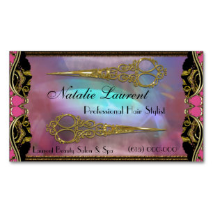 Carte De Visite Magnétique Amour des doubles ciseaux roses IV chic français