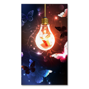 Carte De Visite Magnétique Ampoule lumineuse avec papillons nocturnes