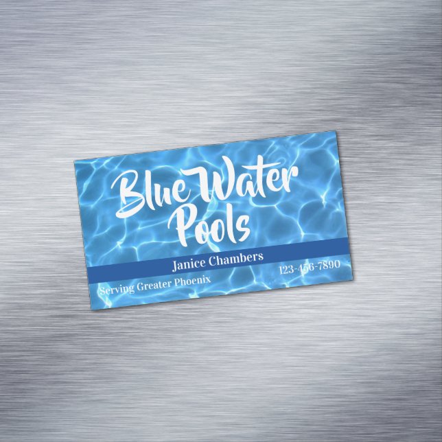 Carte De Visite Magnétique Aqua Blue Swimming Pool Photo (In Situ)
