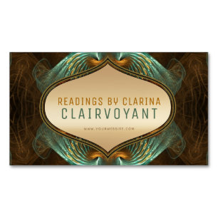 Carte De Visite Magnétique Aqua Green Gold Fractal Arts Clairvoyant Lectures
