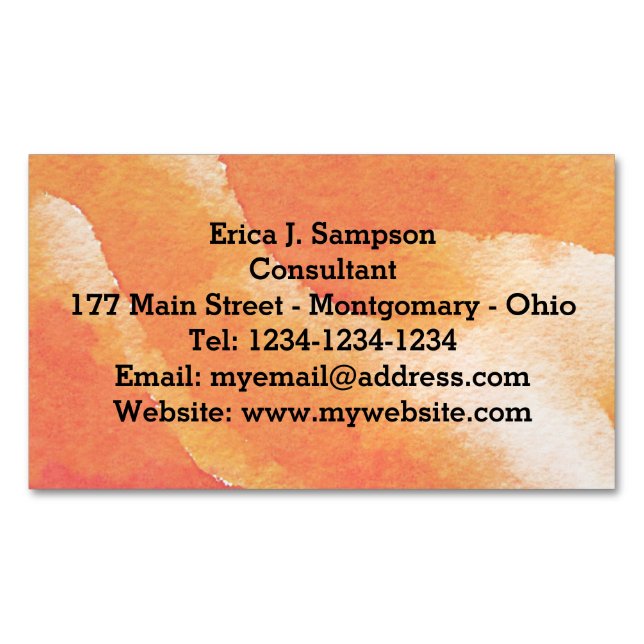 Carte De Visite Magnétique Aquarelle Florale orange (devant)