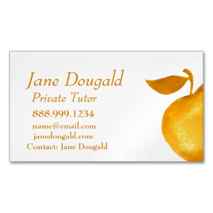 Carte De Visite Magnétique Aquarelle Gold Pomme Enseignant, Instructeur Tutor