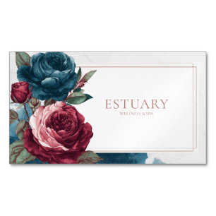 Carte De Visite Magnétique Aquarelle Marbre Rose Sarcelle Rouge Gothique Hume