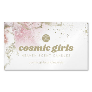 Carte De Visite Magnétique Aquarelle or et rose