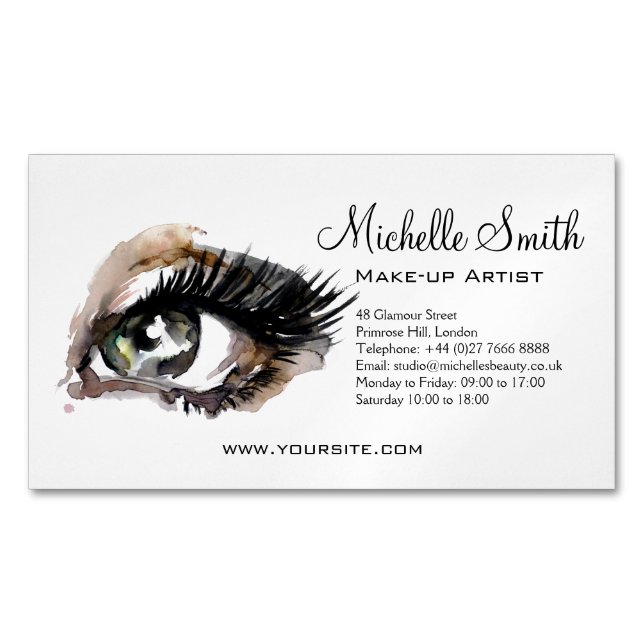Carte De Visite Magnétique Aquarelle yeux de foudre extension maquillage marq (devant)