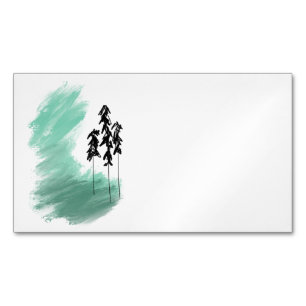 Carte De Visite Magnétique Arbre vert scandinave art simple menthe moderne