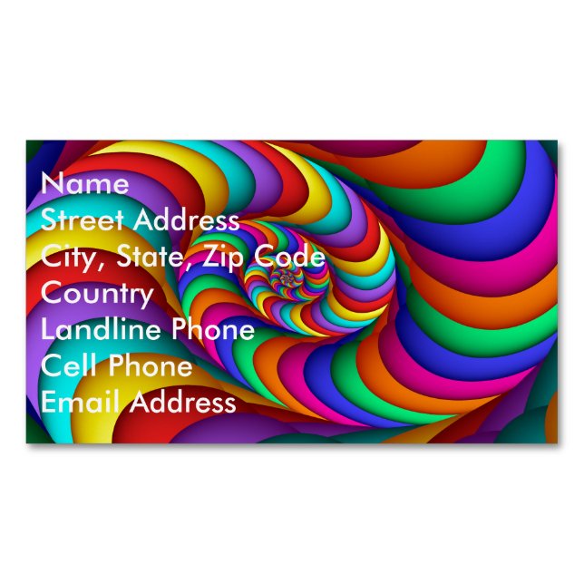 Carte De Visite Magnétique Arc-en-ciel Spiral Abstrait Fine Fractal Art (devant)