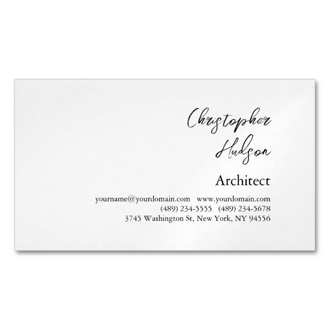Carte De Visite Magnétique Architecte professionnel noir blanc (devant)