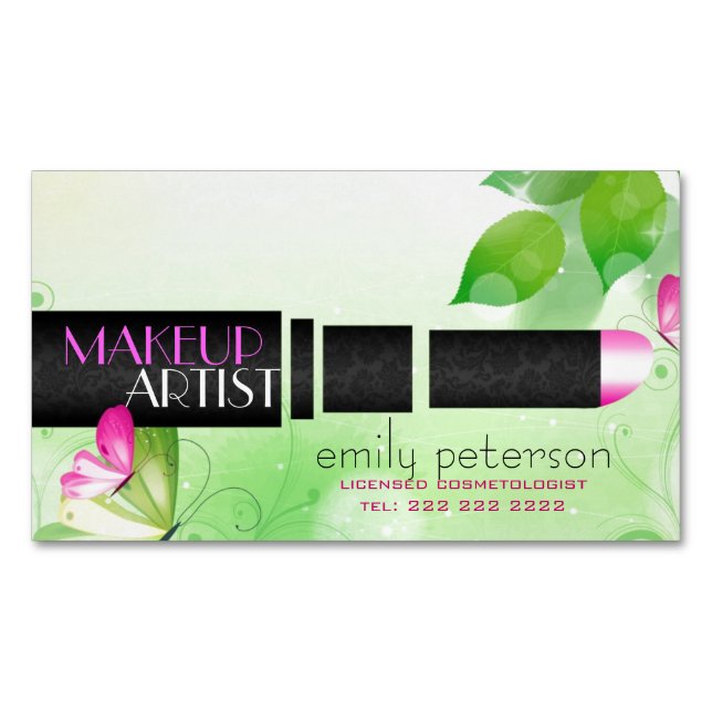Carte De Visite Magnétique Arrière - plan vert printemps avec symbole de beau (devant)