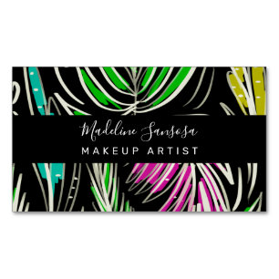 Carte De Visite Magnétique Artiste de Maquillage Bright Jungle Doodles Noir