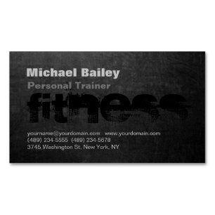 Carte De Visite Magnétique Attrayant Black Grey Chalkboard Personal Trainer