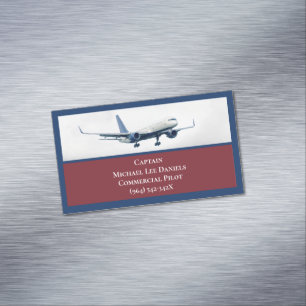 Carte De Visite Magnétique Avion rouge Capitaine Avion Pilote Avion Sky