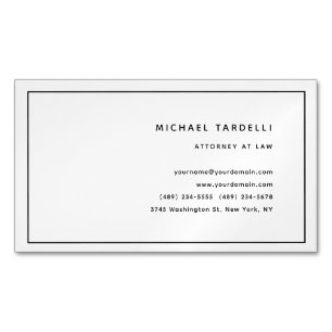 Carte De Visite Magnétique Avocat de droit Minimaliste Classique Professionne