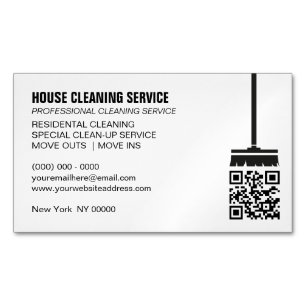 Carte De Visite Magnétique Balai Nettoyant Janitorial Code Qr Simple