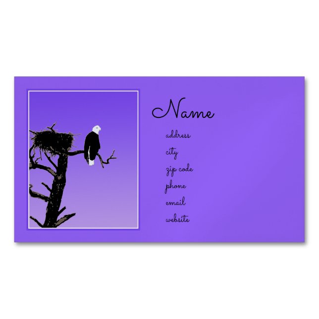 Carte De Visite Magnétique Bald Eagle at Sunset - Art original de la faune (devant)