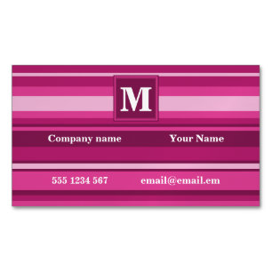 Carte De Visite Magnétique Bandes de monogramme fuchsia