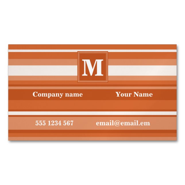 Carte De Visite Magnétique Bandes orange monogrammes (devant)