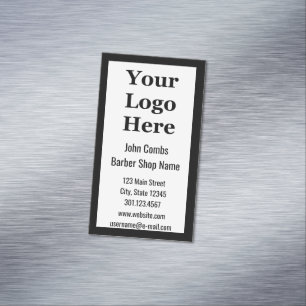 Carte De Visite Magnétique Barber's Black and White Your Logo Ici Barbershop