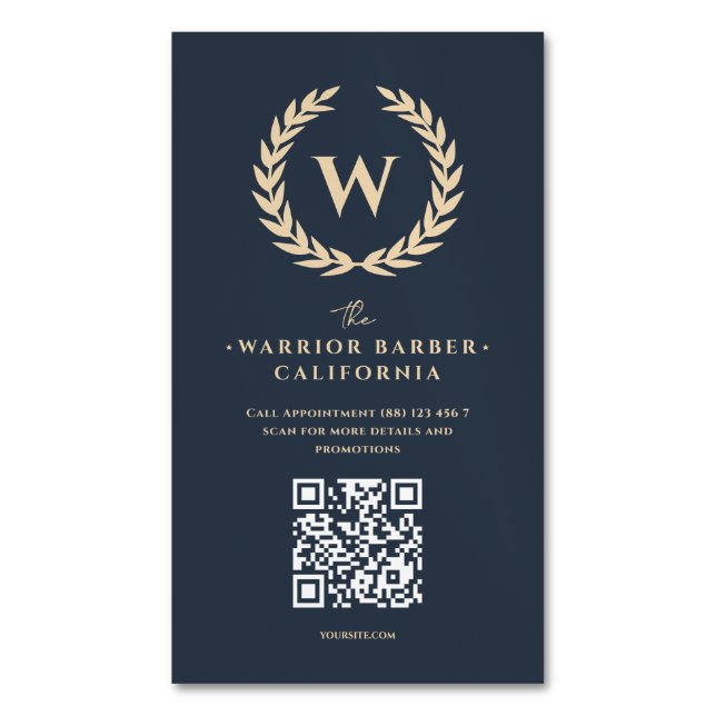 Carte De Visite Magnétique Barbershop moderne Monogram coiffeuse (devant Vertical)