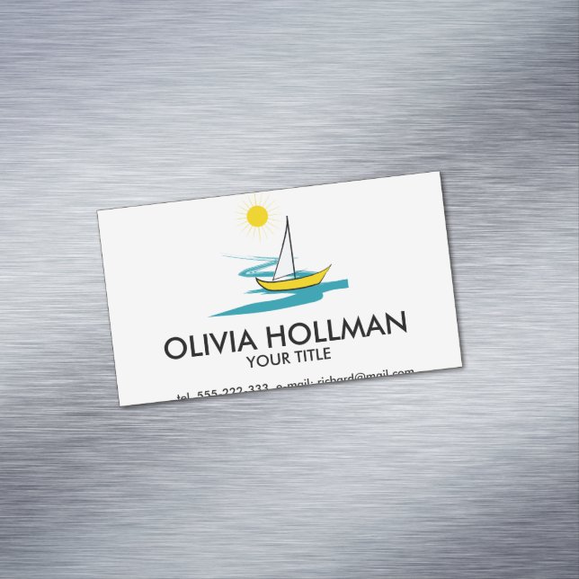 Carte De Visite Magnétique Bateau à voilier simple (In Situ)