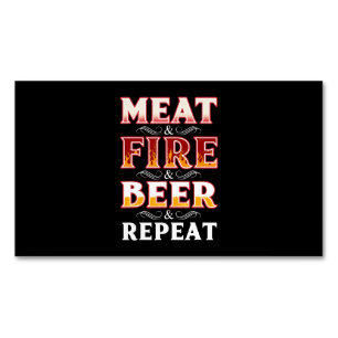 Carte De Visite Magnétique BBQ   BBQ Grill Fumer Viande Feu Bière Répétition