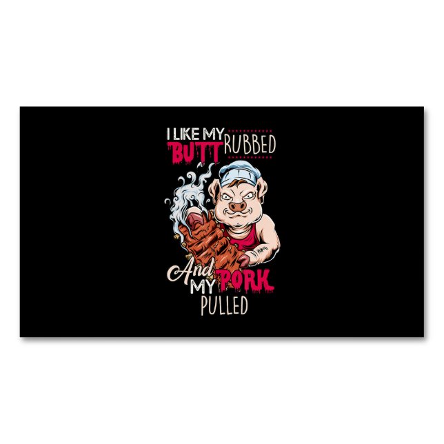 Carte De Visite Magnétique BBQ|BBQ Grillmaster Like Butt Rubbed & Pork Pulbed (devant)