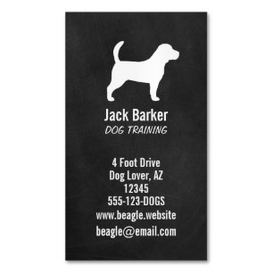 Carte De Visite Magnétique Beagle Chien Silhouette Chalboard Style Vertical