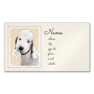 Carte De Visite Magnétique Bedlington Terrier Peinture - Art Chien original