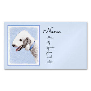 Carte De Visite Magnétique Bedlington Terrier Peinture - Art Chien original