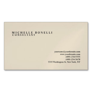 Carte De Visite Magnétique Beige Classic Plat Professionnel
