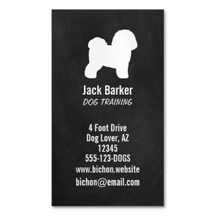 Carte De Visite Magnétique Bichon Frise Silhouette Chien race Vertical