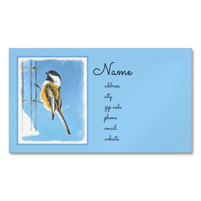 Carte De Visite Magnétique Bickadee sur la peinture d'alimentation - Oiseaux  (devant)