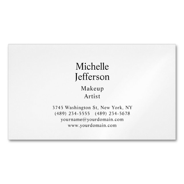Carte De Visite Magnétique Black & White Minimalist Plain Modern (devant)