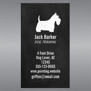 Carte De Visite Magnétique Blanc écossais Terrier Silhouette Chalkboard Style