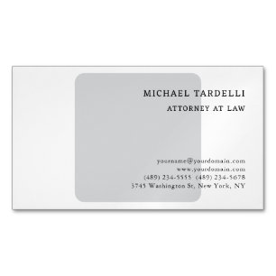 Carte De Visite Magnétique Blanc Gris Minimaliste Classique Professionnel