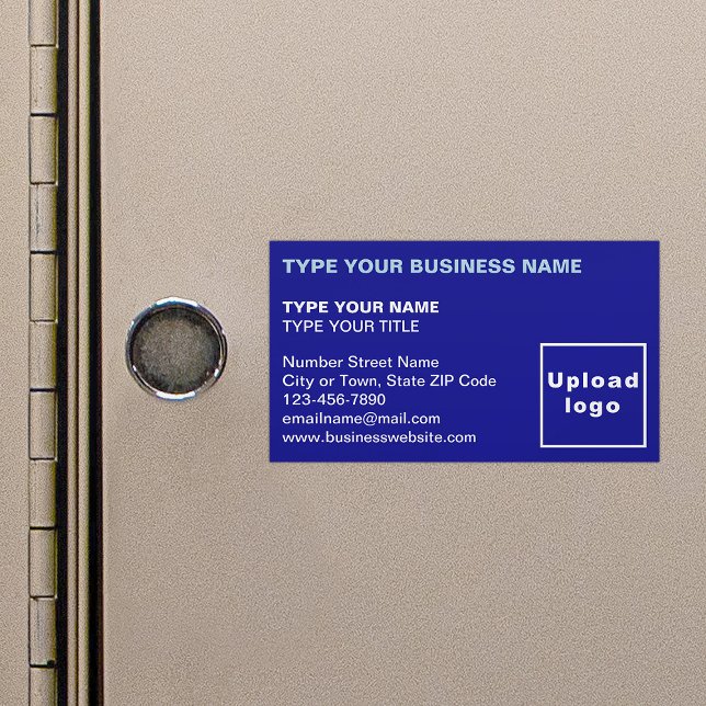 Carte de visite magnétique bleu aligné gauche (Blue magnetic business card in left aligned style)