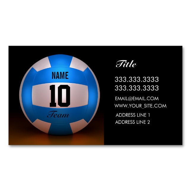 Carte De Visite Magnétique Blue Volleyball (devant)