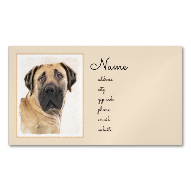 Carte De Visite Magnétique Boerboel Peinture - Cute Original Chien Art (devant)