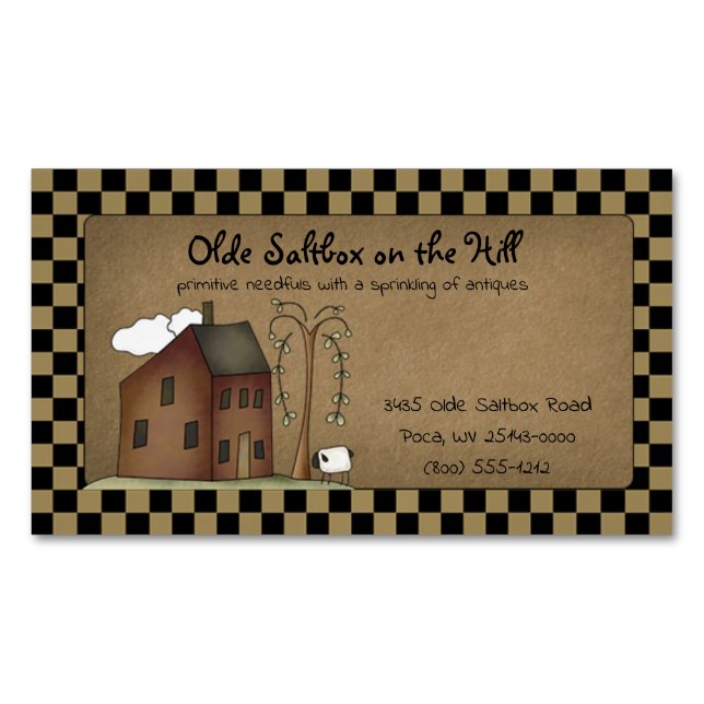Carte De Visite Magnétique Boîte à saltbox rustique primitive sur Kraft (devant)