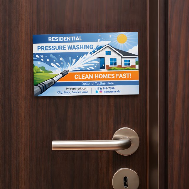 Carte De Visite Magnétique Bold Surreal Residential pressure washing Logo (Créateur téléchargé)