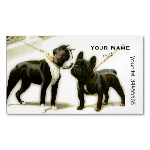 CARTE DE VISITE MAGNÉTIQUE BOSTON TERRIER&BULLDOG FRANÇAIS