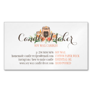 Carte De Visite Magnétique Bougie en cire de soja florale personnalisable fab