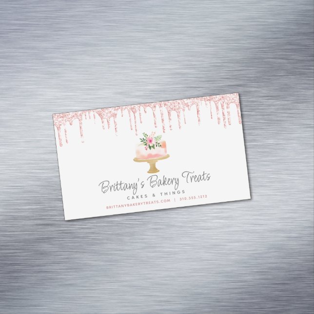 Carte De Visite Magnétique Boulangerie de gâteaux Blush Parties scintillant r (In Situ)