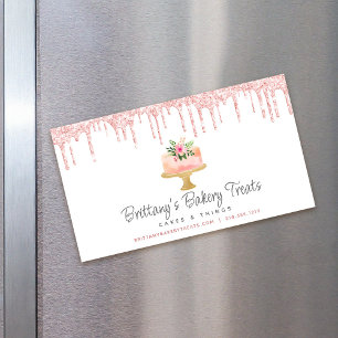 Carte De Visite Magnétique Boulangerie de gâteaux Blush Parties scintillant r