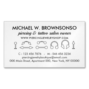 Carte De Visite Magnétique Boutique de bijoux de piercing Marque de magasin